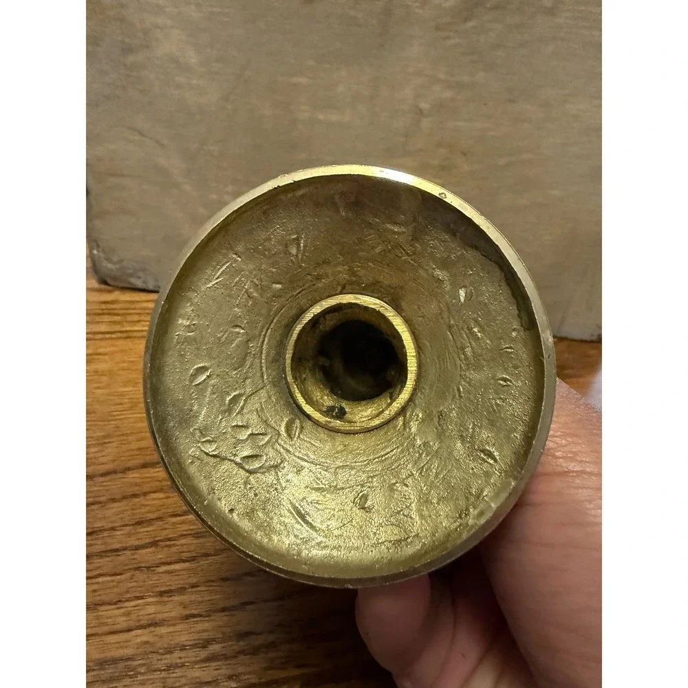 Vintage Brass Pricket Candle Holder Ornate Filigree Spike Pillar Stand 4.75in